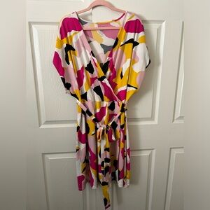 Nine West Pink and Yellow Midi Dress 3x